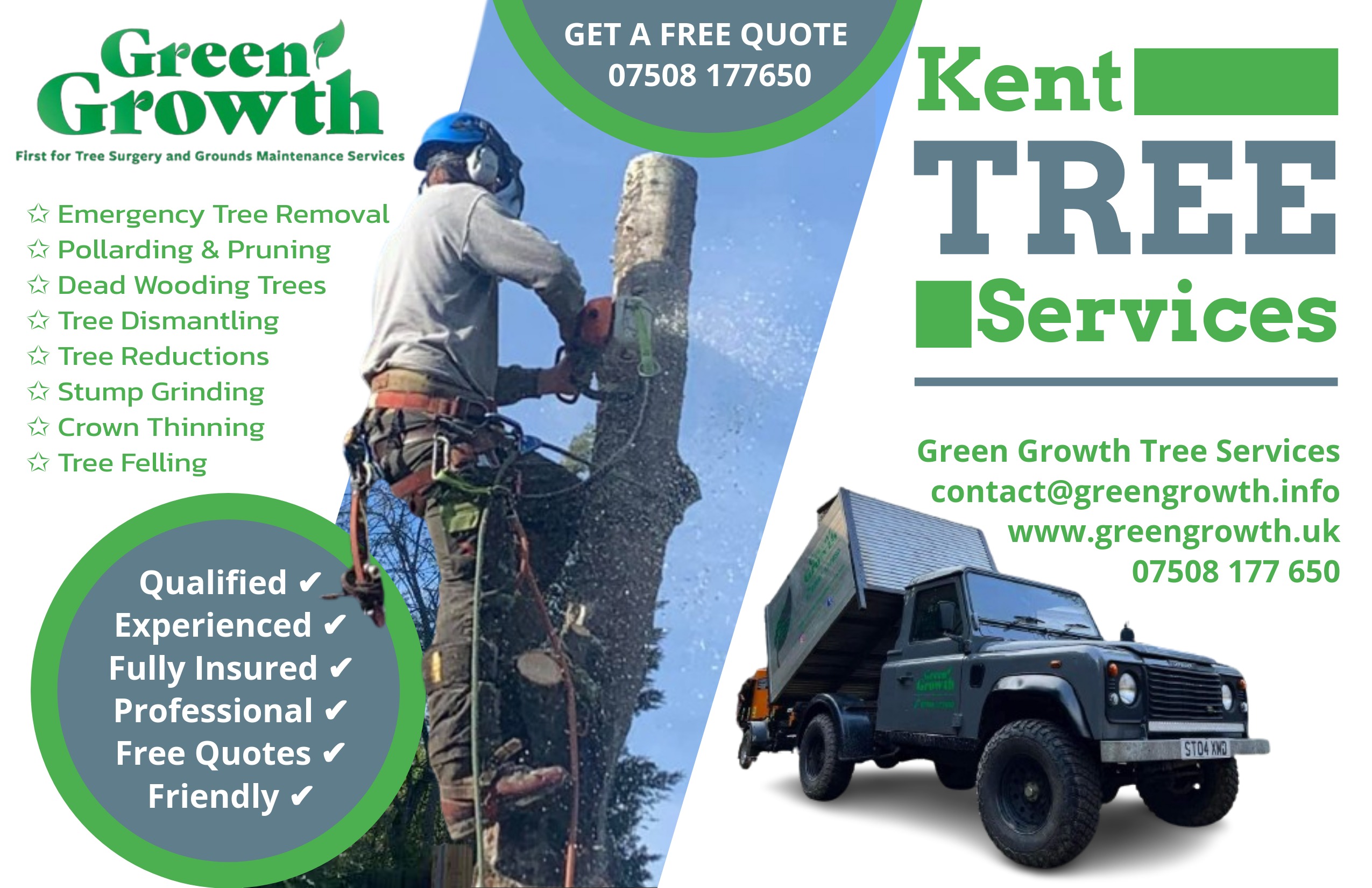 A Flyer for Tree Services in Kent by green Growth Tree Services.